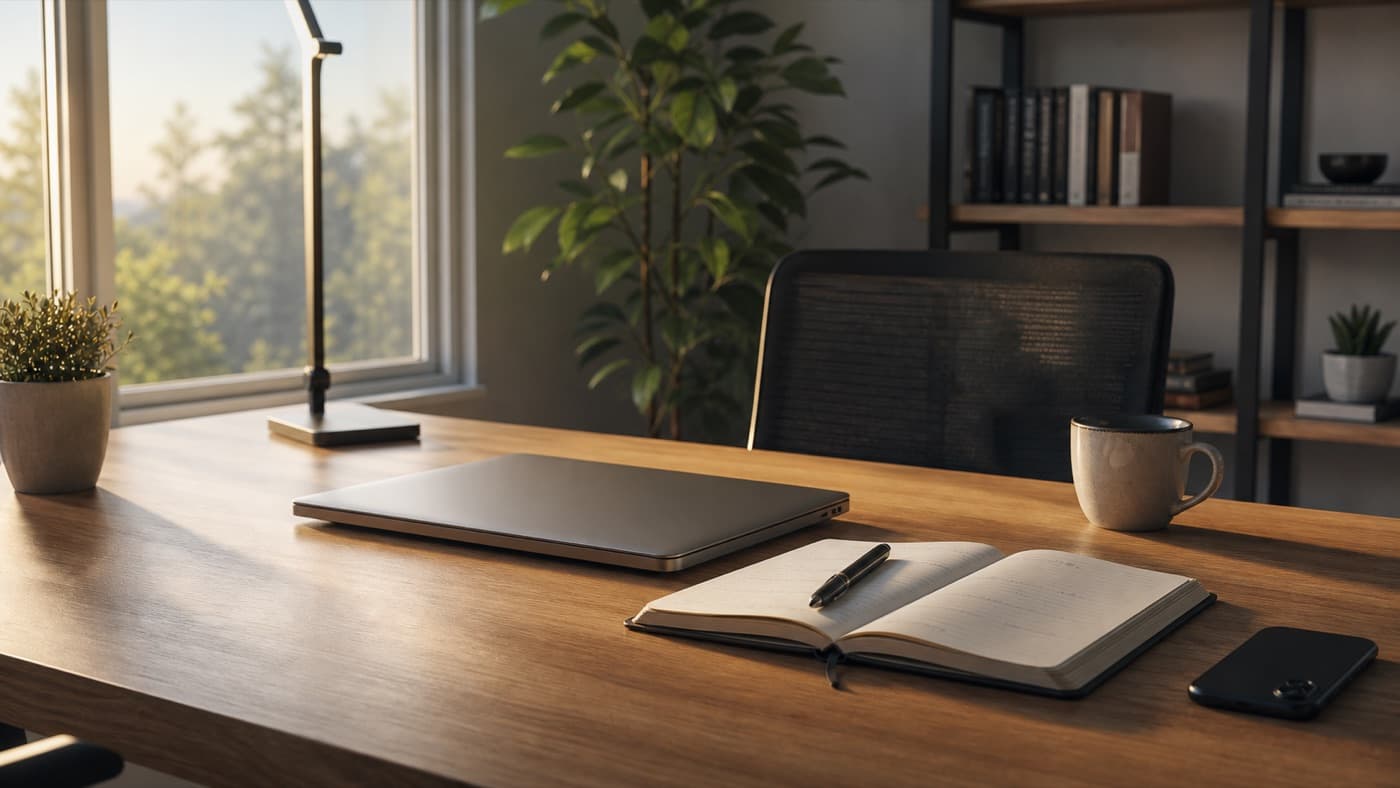 A quiet workspace prepared for focused deep work