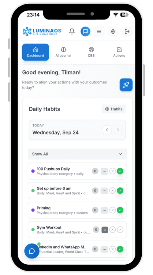 LuminaOS App – Habit Tracking und AI Coaching für Success Habits